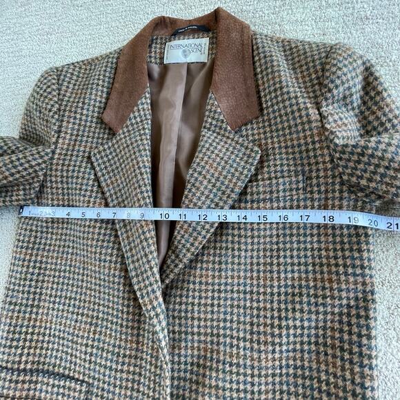 🔥VTG International Scene Wool Houndstooth Tweed Blazer Jacket Preppy Women 5/6 - Picture 12 of 16